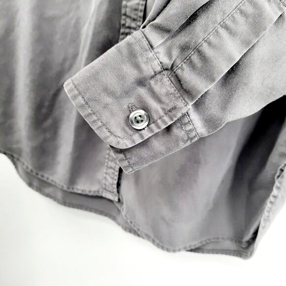 Banana Republic Gray Drapy Collared Long-Sleeve Button-Up Shirt Women's Size XS - Picture 4 of 10